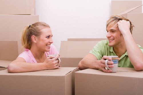 Student removals van loading boxes in Bow East London