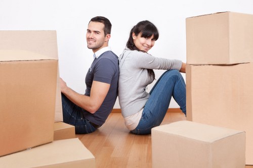 Professional Bow removal van loading household boxes